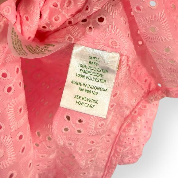 Lilly Pulitzer Sea Breeze Eyelet Button Down Top Pink Blossom Womens Size XS - Picture 8 of 12